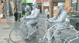 living statues op de Ramblas in Barcelona